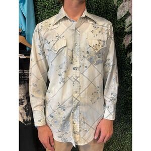 vtg 70s LEE Floral PEARL SNAP western cowboy disco fashion thin shirt shapes